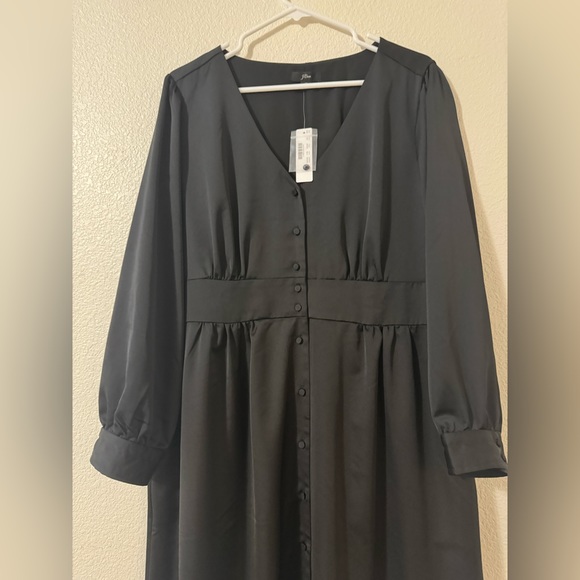J Crew Black Classy A Line Button Front Dress, NWT, size 18 - Picture 3 of 6